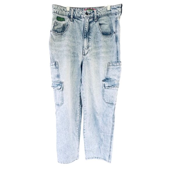 Empyre Tori Jeans Cargo Women's Size 8 Light Wash Skater Y2K Grunge Distressed - Picture 1 of 13